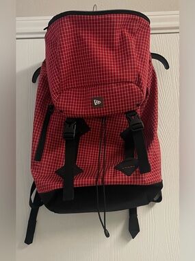 New Era Red Grid Backpack with Black Trim